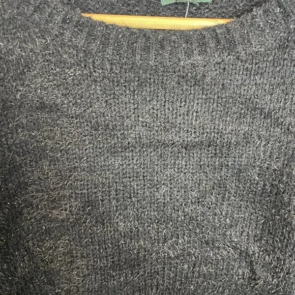 Woman Sweater Black Tinsel Long Sleeve Pullover Wild Fable Crew Neck Top Holiday - Picture 3 of 5